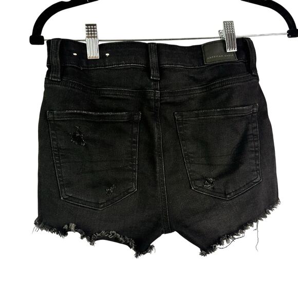American Eagle Size 00 Next Level Stretch Distressed Black High Rise Shortie - Picture 4 of 6